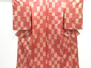 大正ロマン　変わり市松模様織出し着物